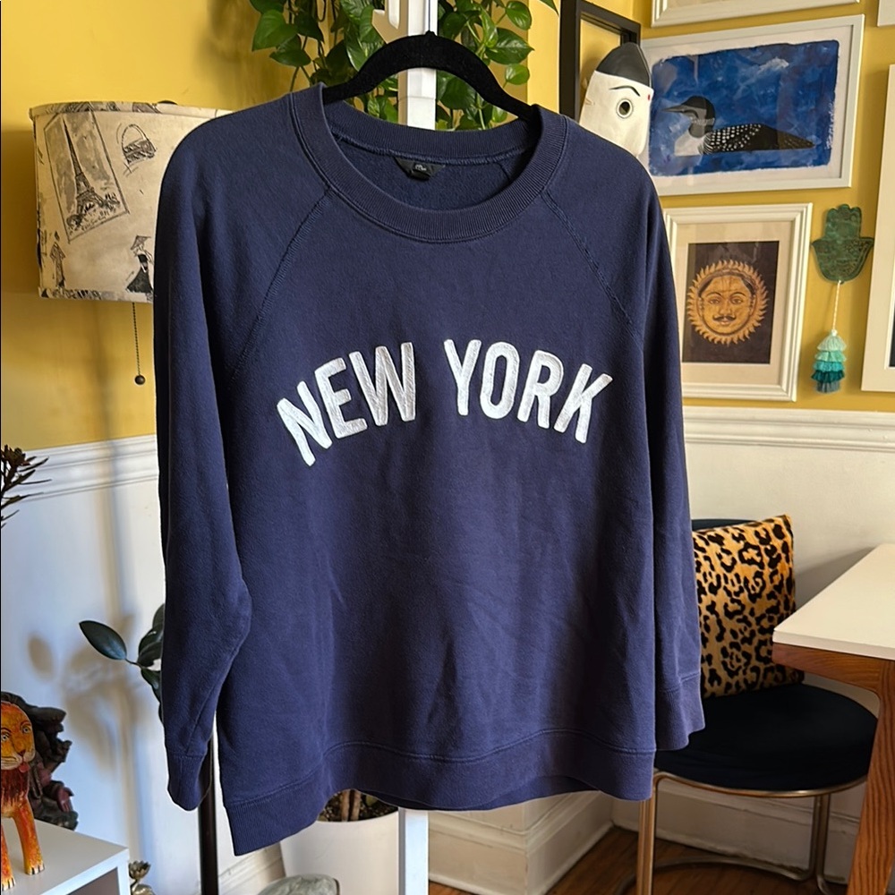 J. Crew Navy Blue 'New York' Crew Neck Sweater